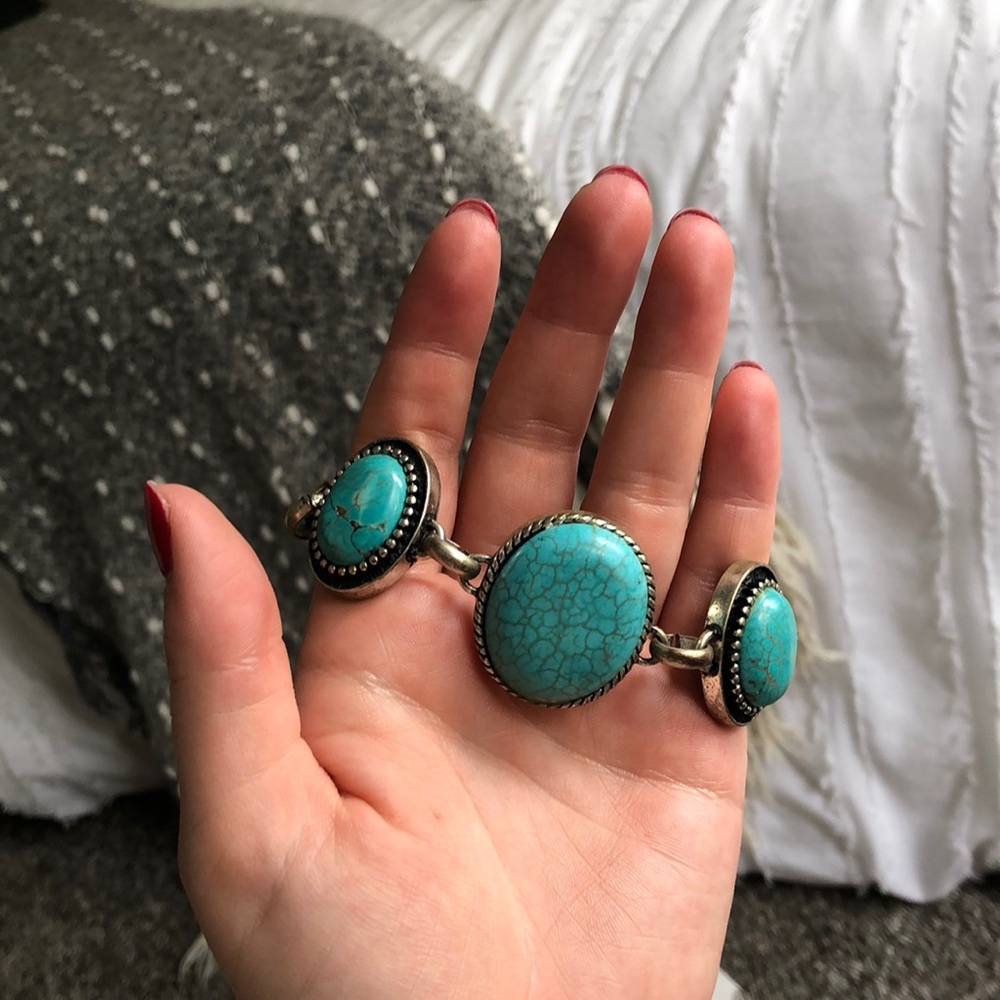 Turquoise and Silver Bracelet (genuine stone)